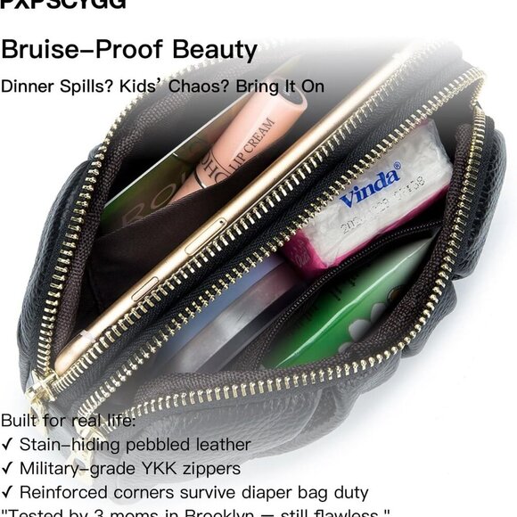 Leather Wristlet Wallets for Women Compact RFID Card Slots Zipper Closure - Picture 6 of 8